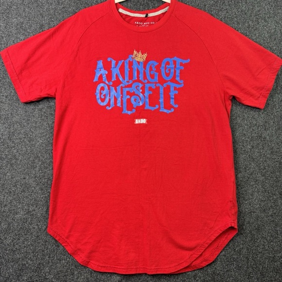 Akoo Other - AKOO A King Of Oneself Graphic T-Shirt Mens Large Red Short Sleeve Cotton Tee